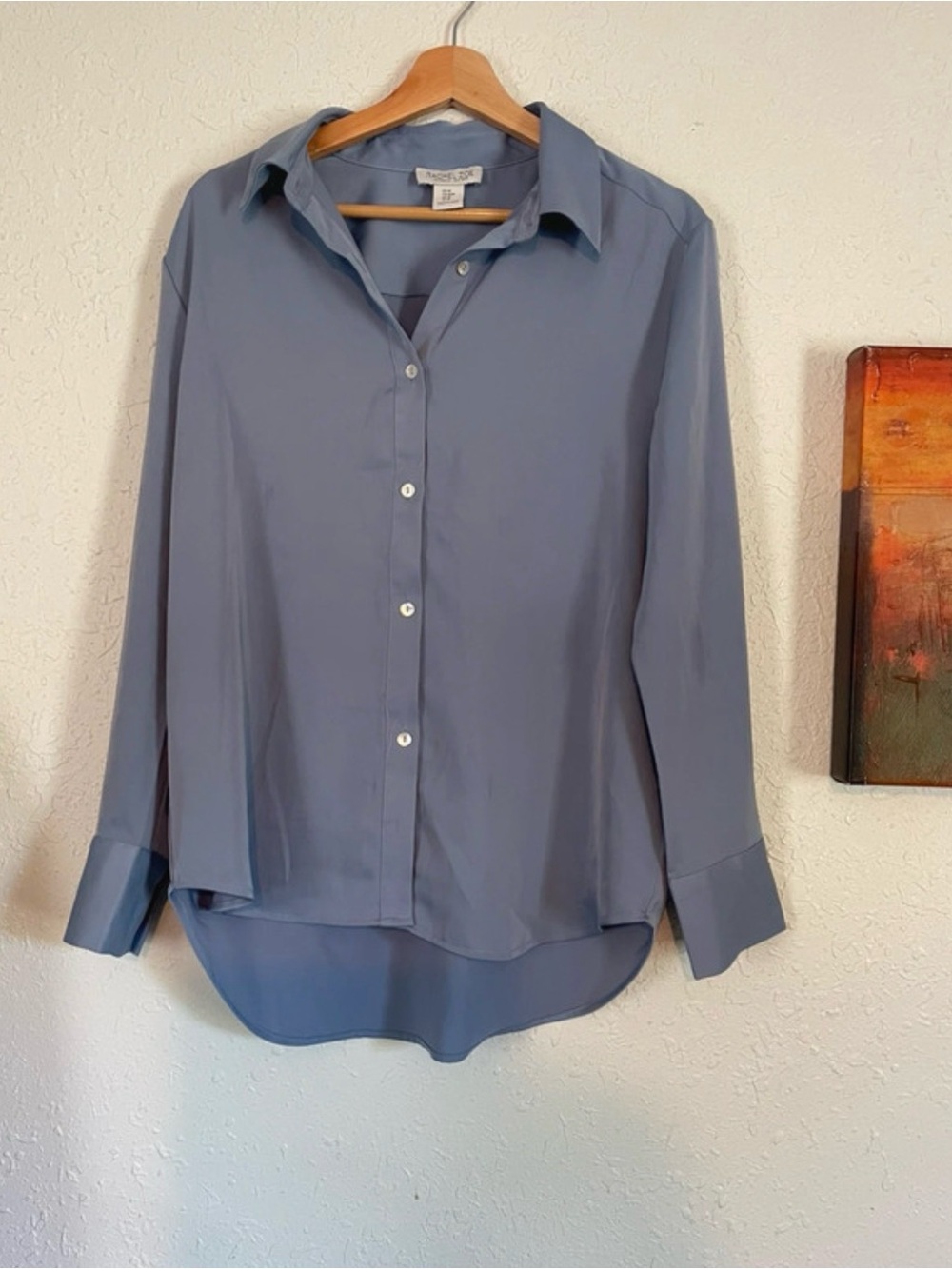 Rachel Zoe Light Blue Silk-Blend Button Front Blouse